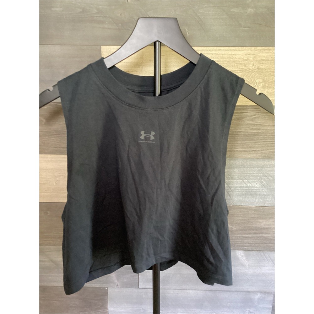 Under Armour Womens Muscle Crop Tank Top Black Size M Medium